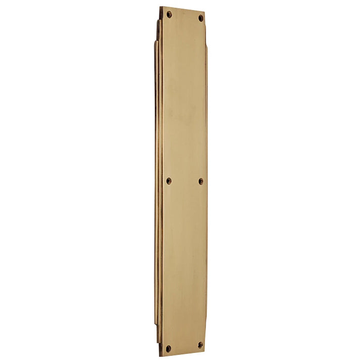 14 Inch Solid Brass Art Deco Skyscraper Push Plate (Antique Brass Finish) COPPER MOUNTAIN HARDWARE