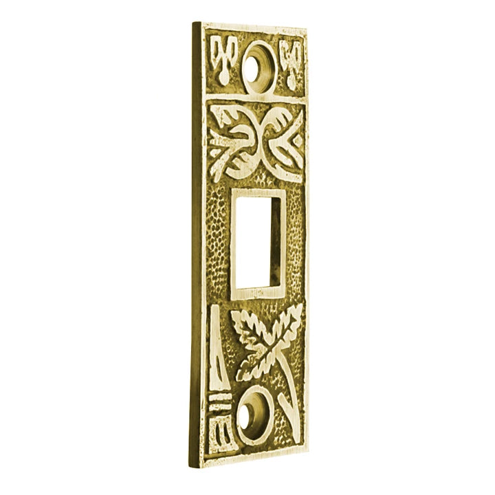 2 1/4 Inch Solid Brass Broken Leaf Pocket Door Strike Plate (Polished Brass Finish) COPPER MOUNTAIN HARDWARE