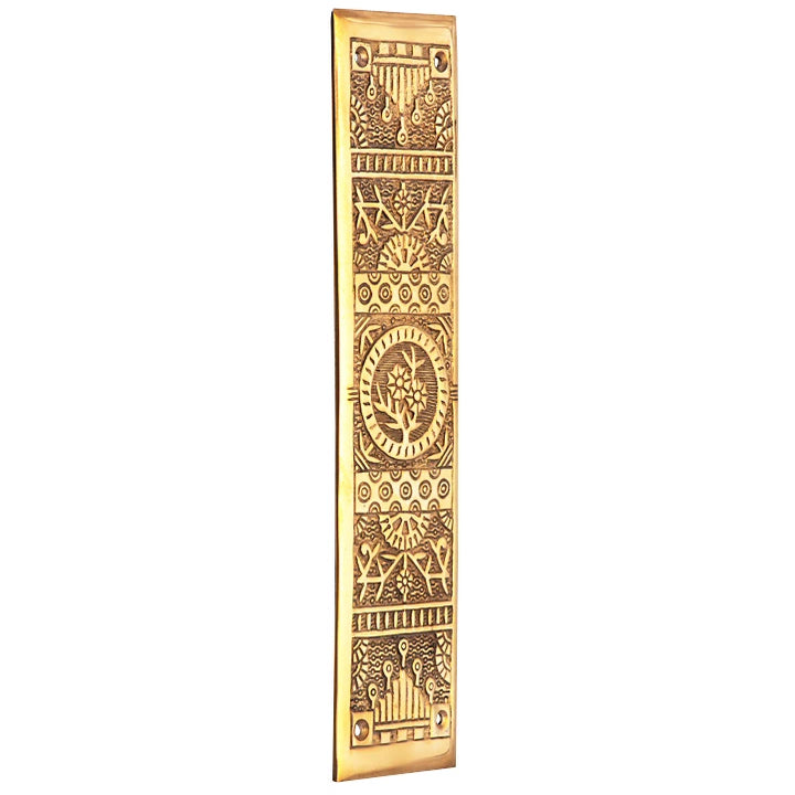 11 1/4 Inch Eastlake Solid Brass Push Plate (Polished Brass Finish) COPPER MOUNTAIN HARDWARE