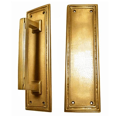 10 Inch Solid Brass Classic Style Push and Pull Plate Set (Antique Brass Finish) COPPER MOUNTAIN HARDWARE