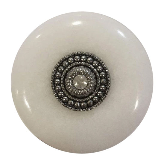 1 3/8 Inch White Jade Cabinet or Furniture Knob (Polished Chrome Finish) COPPER MOUNTAIN HARDWARE