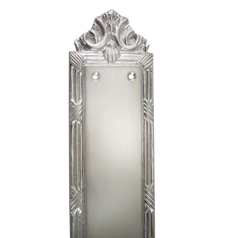 13 1/2 Inch Solid Brass Ribbon & Reed Push Plate (Satin Nickel) COPPER MOUNTAIN HARDWARE