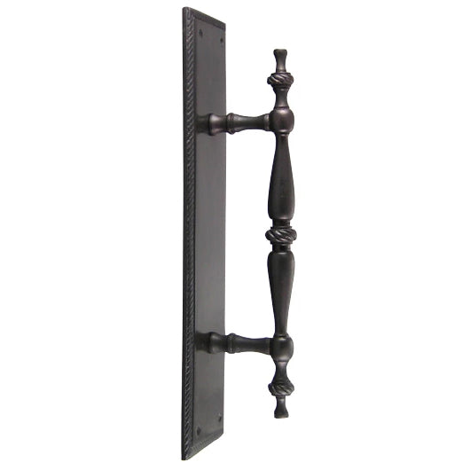 11 1/2 Inch Solid Brass Georgian Roped Style Door Pull and Plate (Black Bronze Finish) COPPER MOUNTAIN HARDWARE