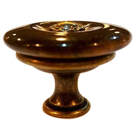 1 Inch Tiger Eye Round Cabinet Knob (Antique Brass Finish) COPPER MOUNTAIN HARDWARE