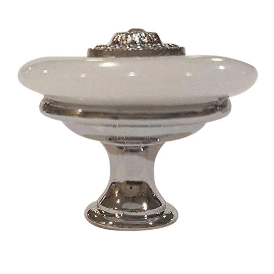 1 3/8 Inch White Jade Cabinet or Furniture Knob (Polished Chrome Finish) COPPER MOUNTAIN HARDWARE