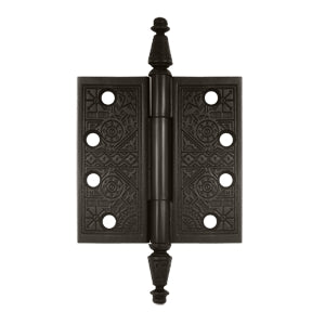 4 X 4 Inch Solid Brass Ornate Finial Style Hinge (Oil Rubbed Bronze) DELTANA