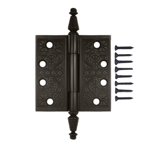 4 X 4 Inch Solid Brass Ornate Finial Style Hinge (Oil Rubbed Bronze) DELTANA