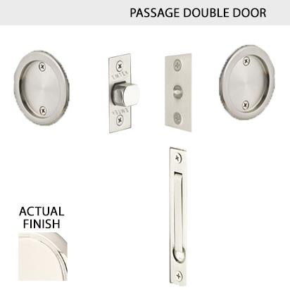 Round Solid Brass Pocket Door Tubular Double Door Set (Several Finish Options) EMTEK