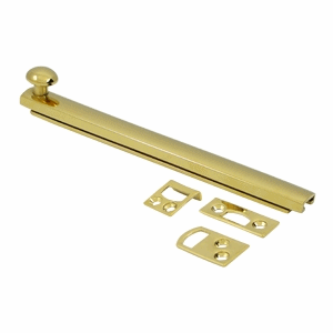 6 Inch Solid Brass Surface Bolt (Lifetime Polished Brass Finish) DELTANA