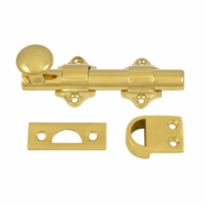 Solid Brass 4 Inch Dutch Door Bolt Set Polished Brass Finish DELTANA