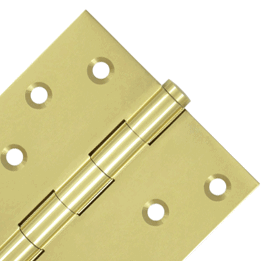 4 Inch X 4 Inch Solid Brass Zig-Zag Hinge (Square Corner, Polished Brass Finish) DELTANA