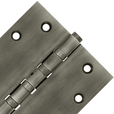 4 1/2 Inch X 4 1/2 Inch Solid Brass Non-Removable Pin Square Hinge (Antique Nickel Finish) DELTANA