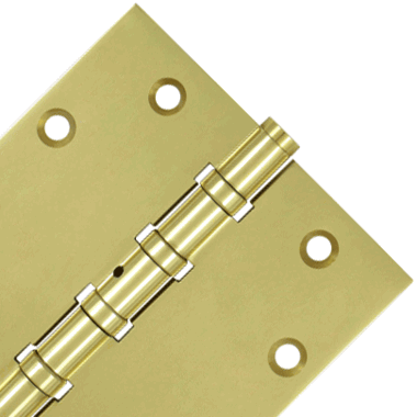 4 1/2 Inch X 4 1/2 Inch Solid Brass Non-Removable Pin Square Hinge (Polished Brass Finish) DELTANA