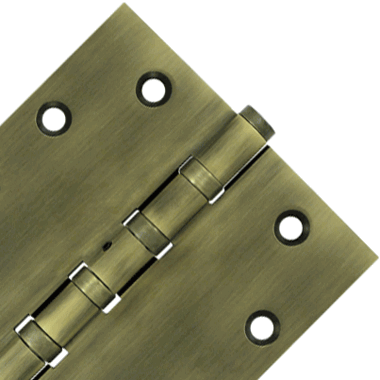 4 1/2 Inch X 4 1/2 Inch Solid Brass Non-Removable Pin Square Hinge (Antique Brass Finish) DELTANA