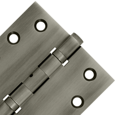 4 Inch X 4 Inch Ball Bearing Hinge Interchangeable Finials (Square Corner, Antique Nickel Finish) DELTANA