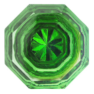 1 3/8 Inch Emerald Green Glass Octagon Old Town Cabinet Knob (Polished Brass Base) COPPER MOUNTAIN HARDWARE