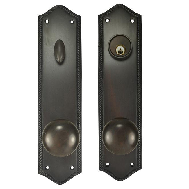 Georgian Roped Oval Deadbolt Entryway Set (Black Bronze Finish) COPPER MOUNTAIN HARDWARE