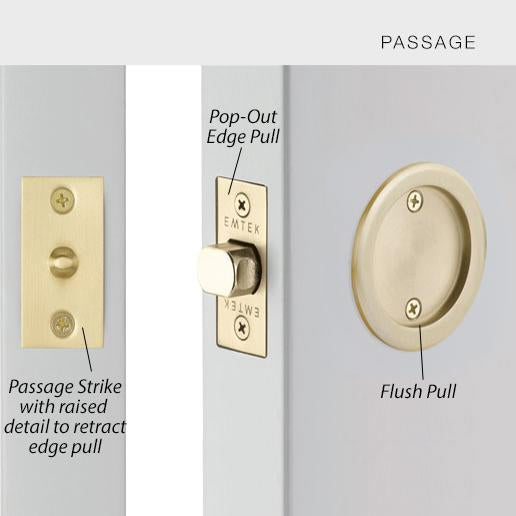 Round Solid Brass Pocket Door Tubular Passage Set (Several Finish Options) EMTEK