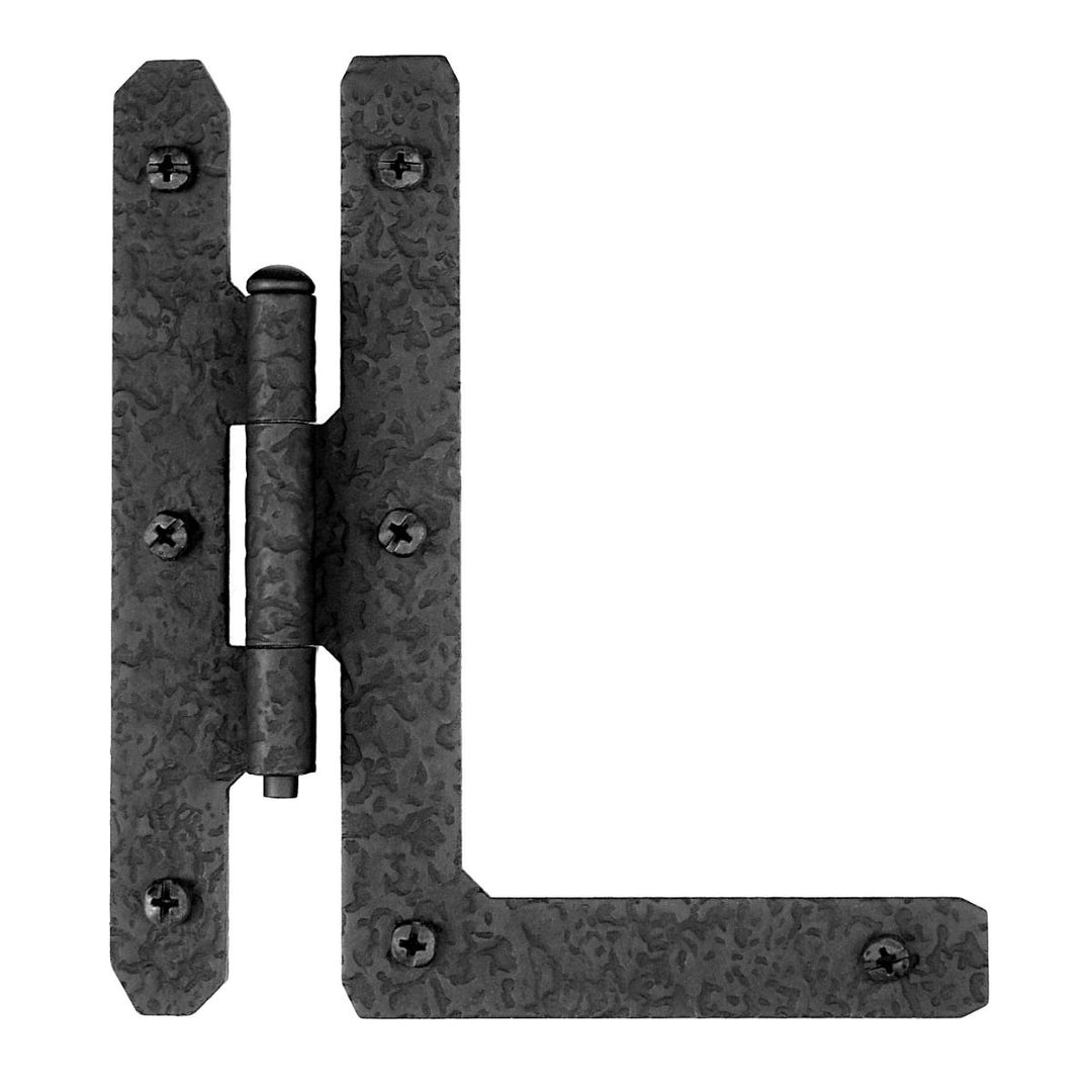 7 Inch Cast Iron H L Hinge: Pair of Black Matte Iron Hinges (Flush Finish) ACORN MANUFACTURING