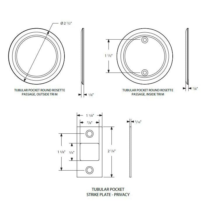 Round Solid Brass Pocket Door Tubular Privacy Set (Several Finish Options) EMTEK